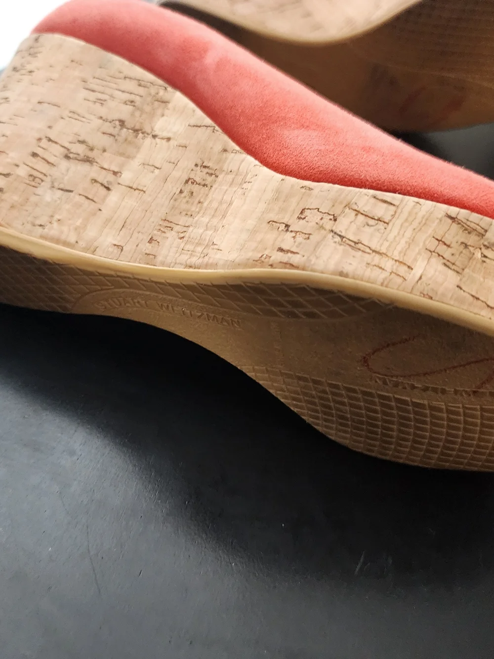 Stuart Weitzman Coral Suede Peep-Toe Espadrille Wedges